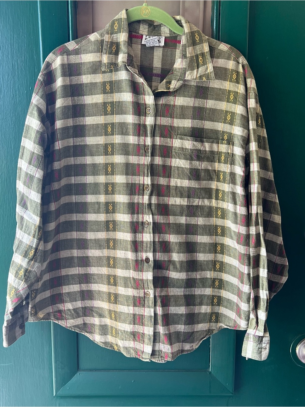 Men's Plaid Button-Up Shirt in Olive Green - Classic Casual